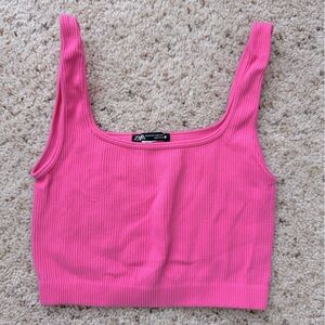 Pink Ribbed Tank Top | Zara | Size XS-S 🩷